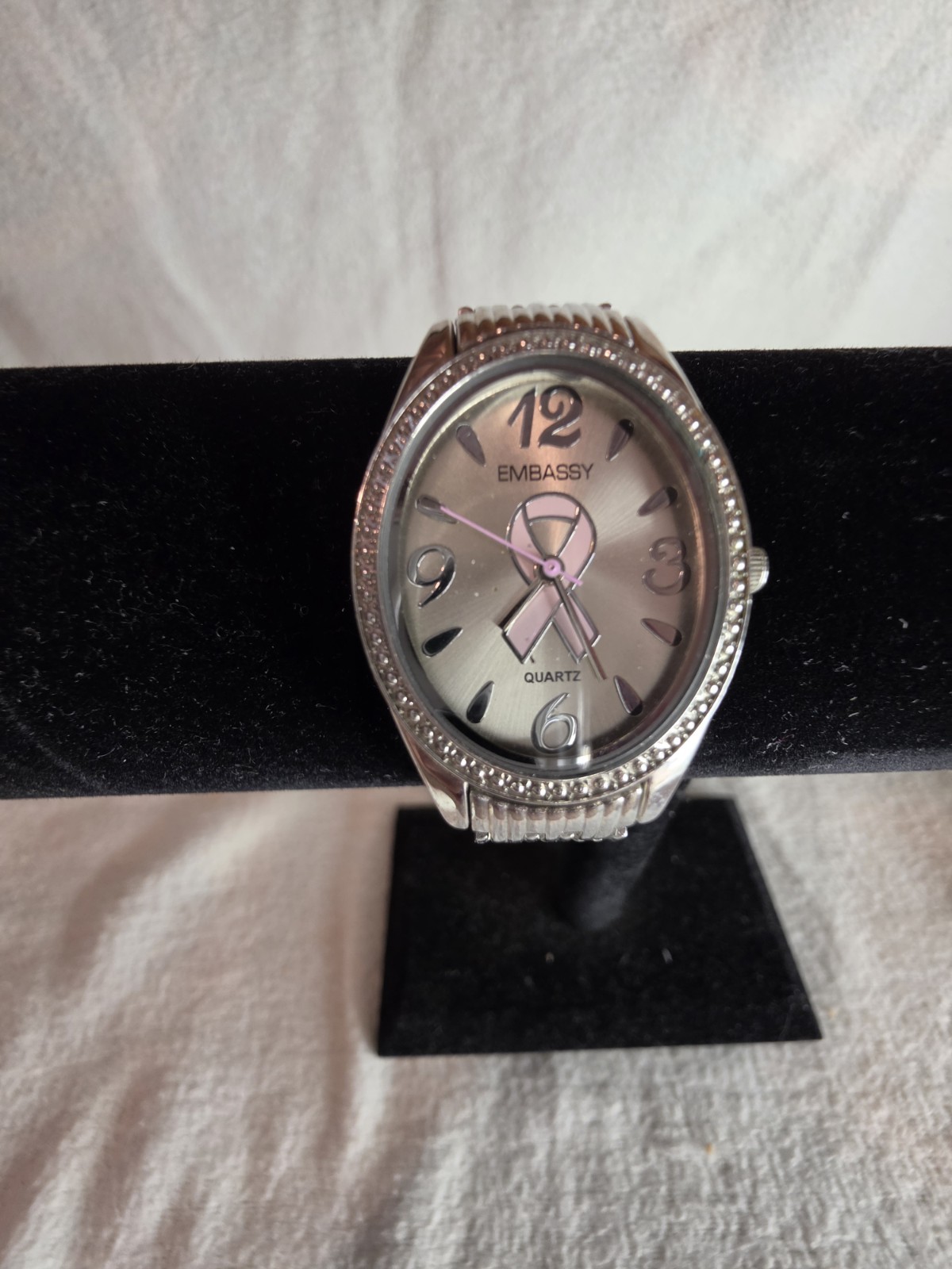 ​Embassy Pink Ribbon Breast Cancer Awareness Women’s Watch Silver Tone EM3522L