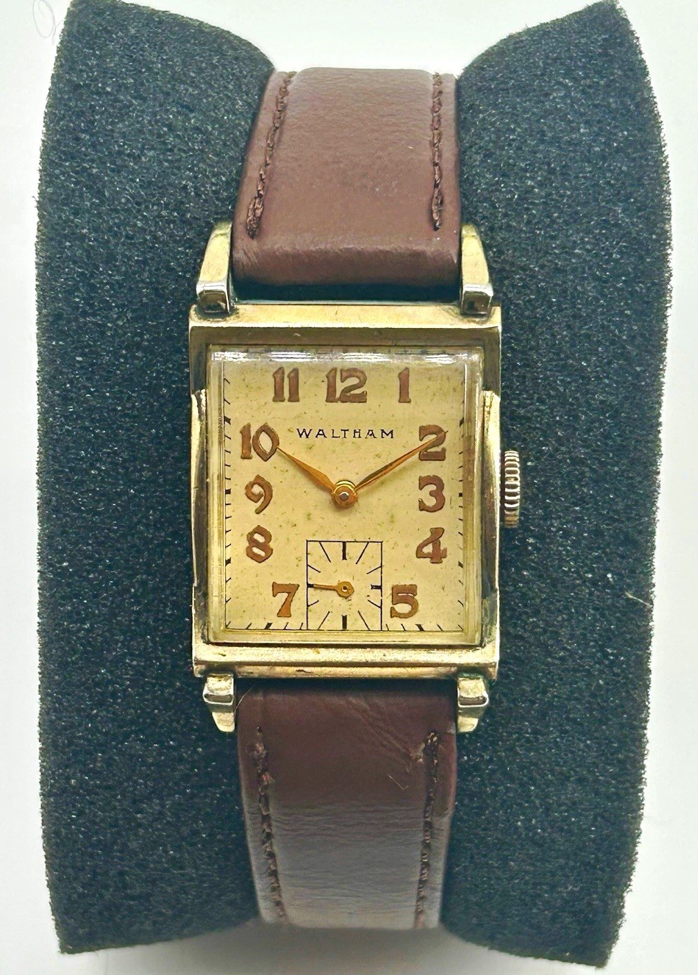 Vintage Waltham Pioneer Tank Watch 17J Cal. 750-B 10K GF Small Seconds Running