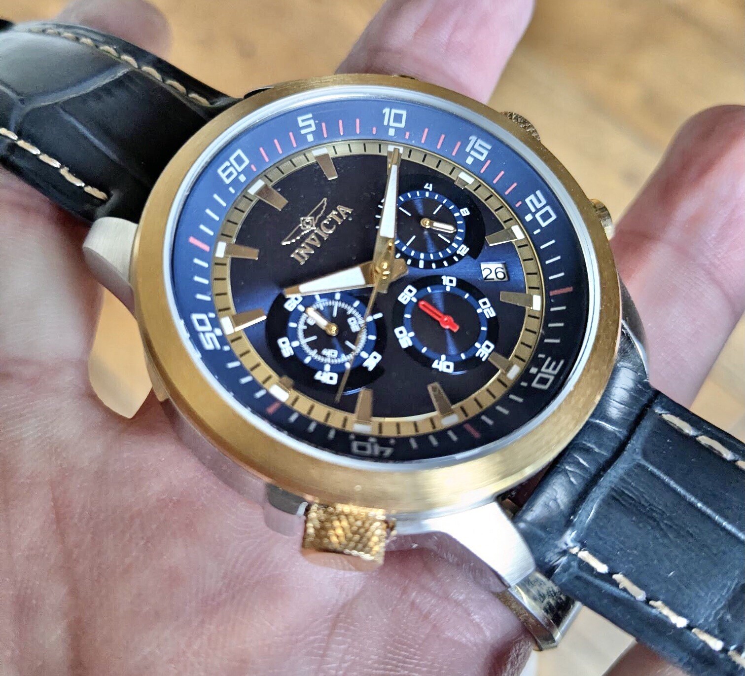 INVICTA SPECIALTY CHRONO-INNER ROTATING BEZEL+EXTRA LTHR STRAP & LINK TOOL OPTN