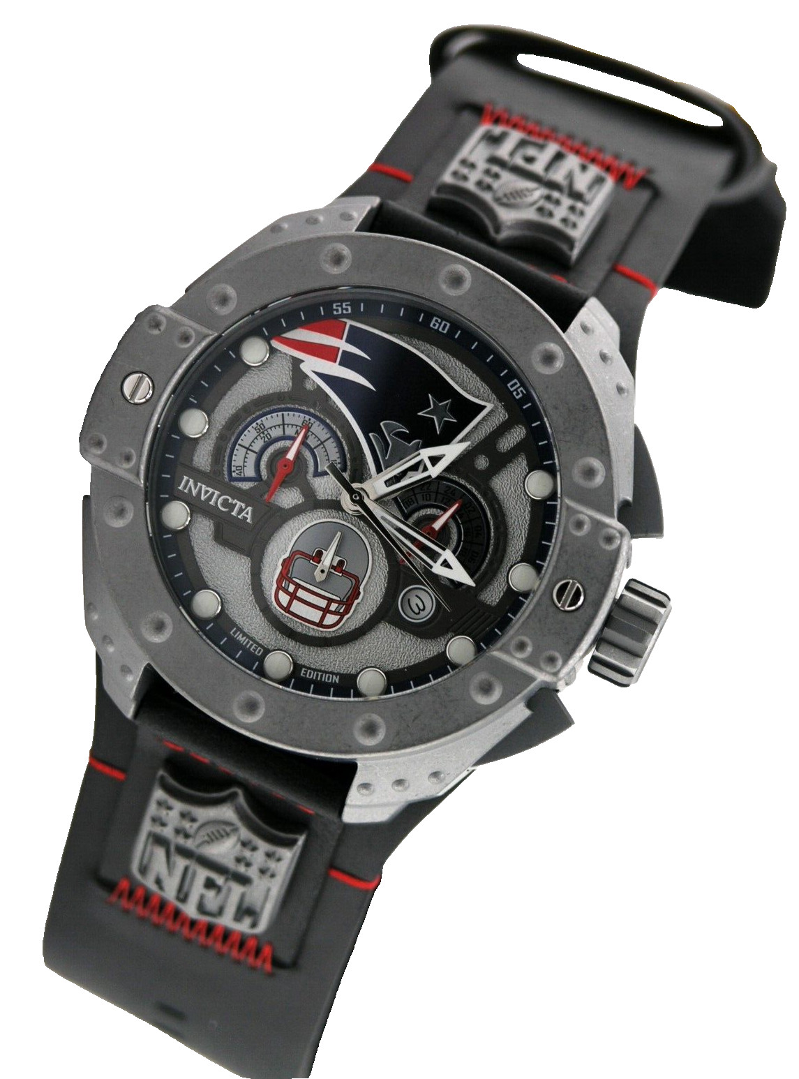 NEW INVICTA 45122 ARMOUR NFL NEW ENGLAND PATRIOTS CHRONOGRAPH STEEL LIMITED 52MM