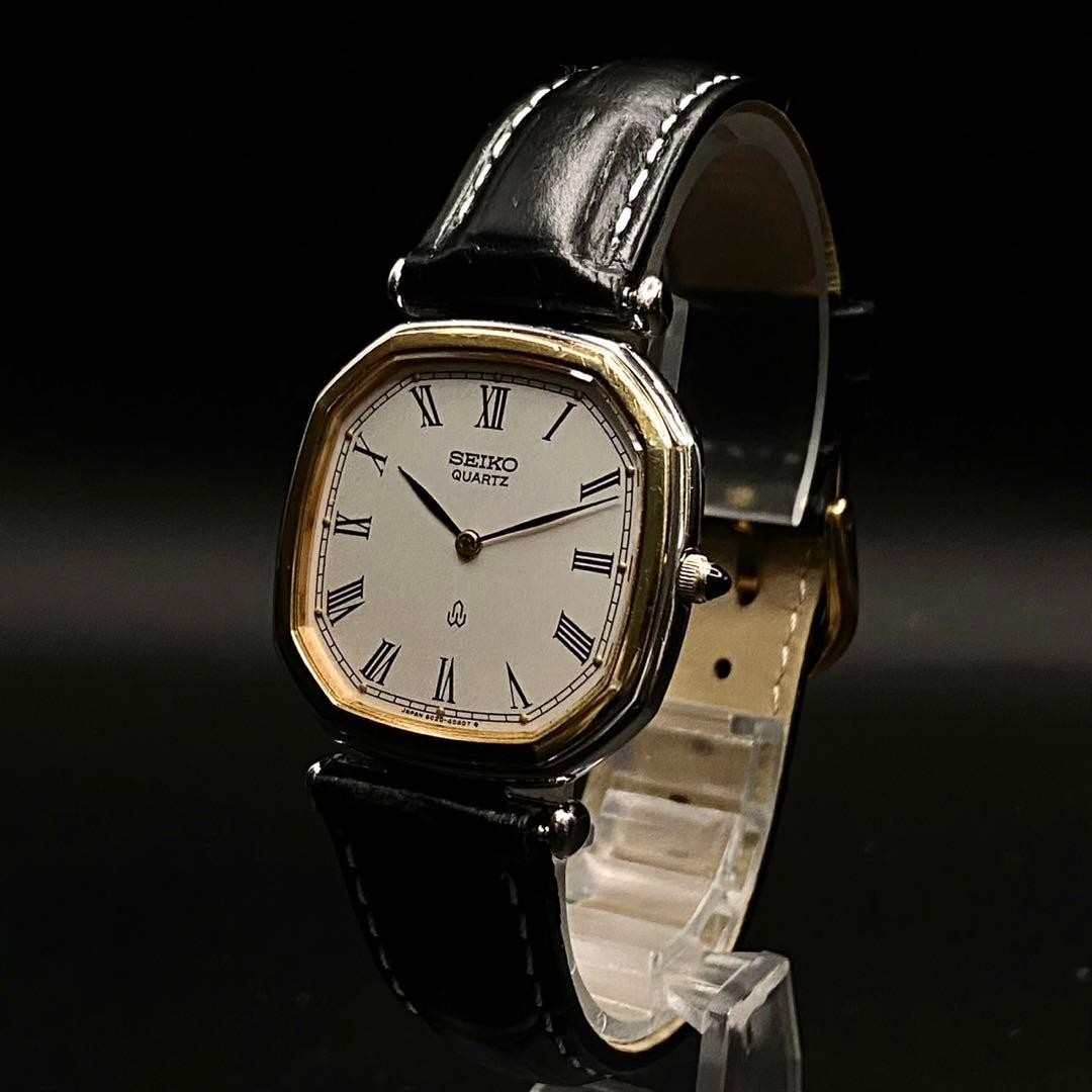 Seiko Dolce Octagon 6020-5750 Black Quartz Watch Vintage Japan 0610681