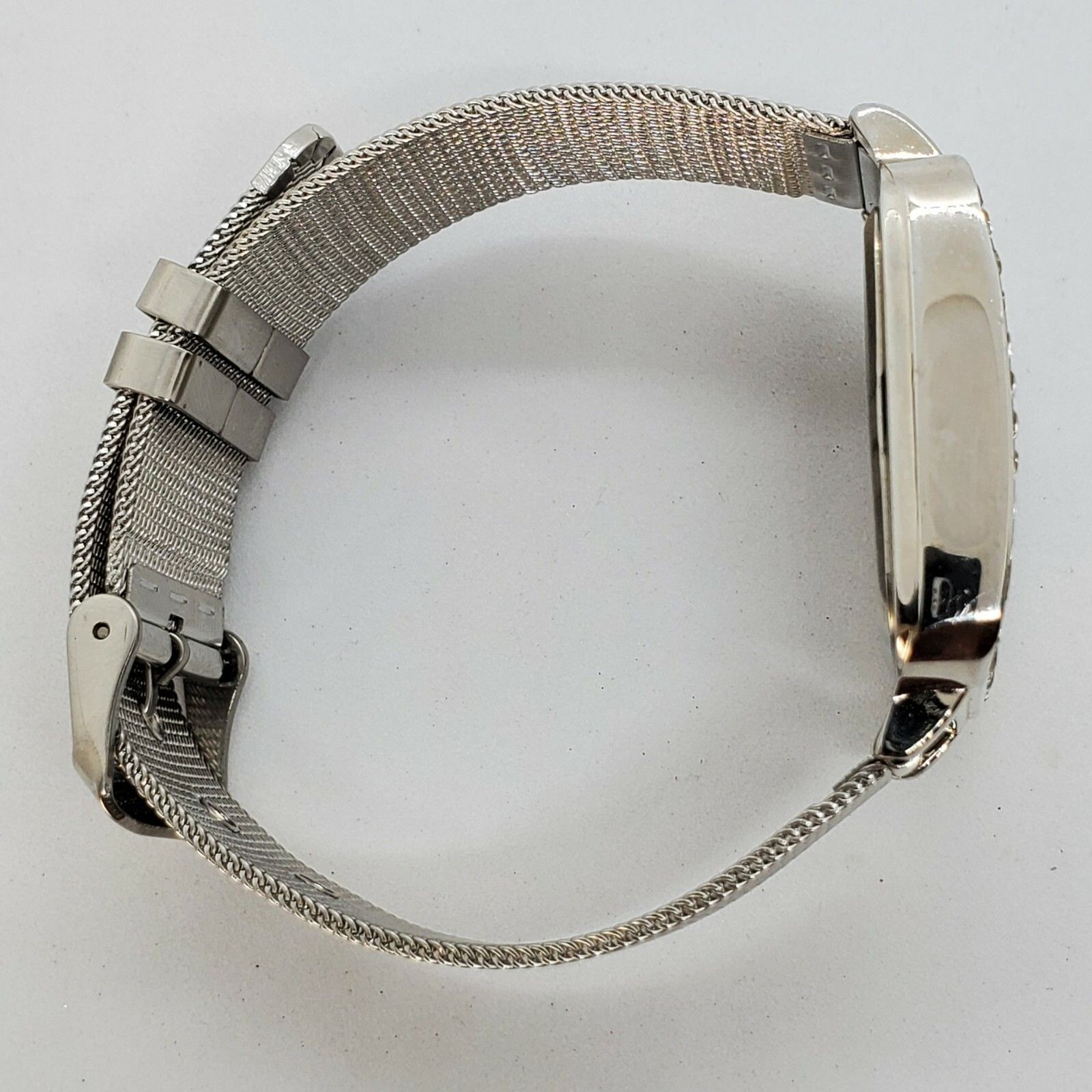 Women’s Watch 35MM Orange Dial Crystal Bezel Gray Bands Up to 7.75″ New Battery