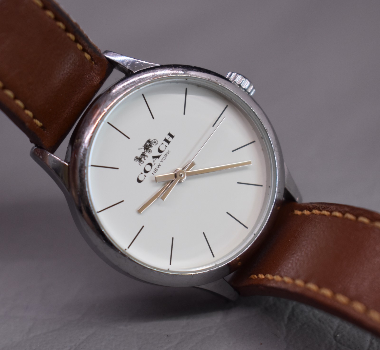 Coach Ruby Women’s Watch 32mm White Dial Brown Leather Quartz Silver Tone