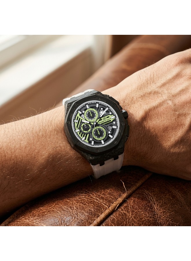 Kenneth Scott Men’s Chronograph Watch | Green Dial, 46mm, 30 m (3 ATM)