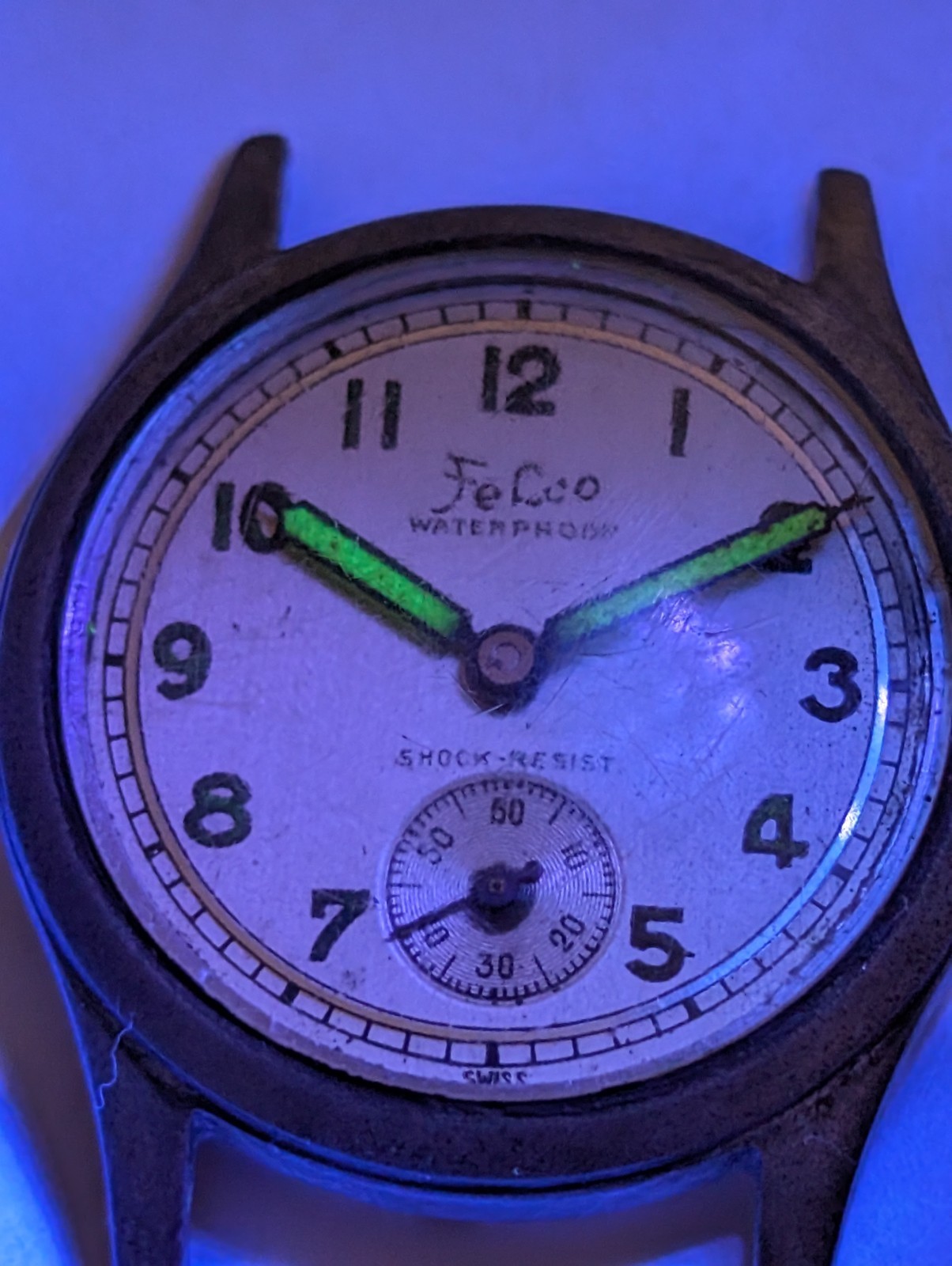 Vtg Felco Waterproof Military Field Watch Manual Wind 30mm Swiss 1940s RUNNING