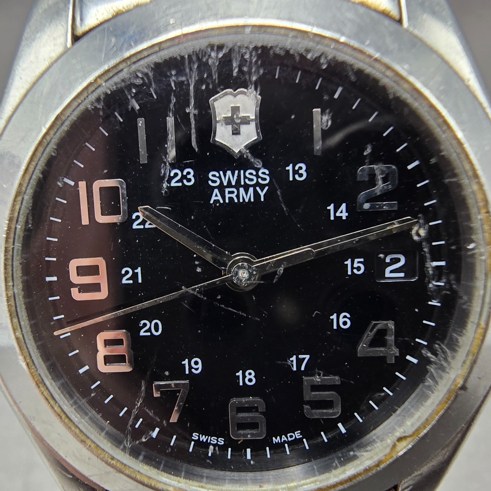 Victorinox Swiss Army Alliance Watch Men 38mm Black Dial Steel Date New Battery