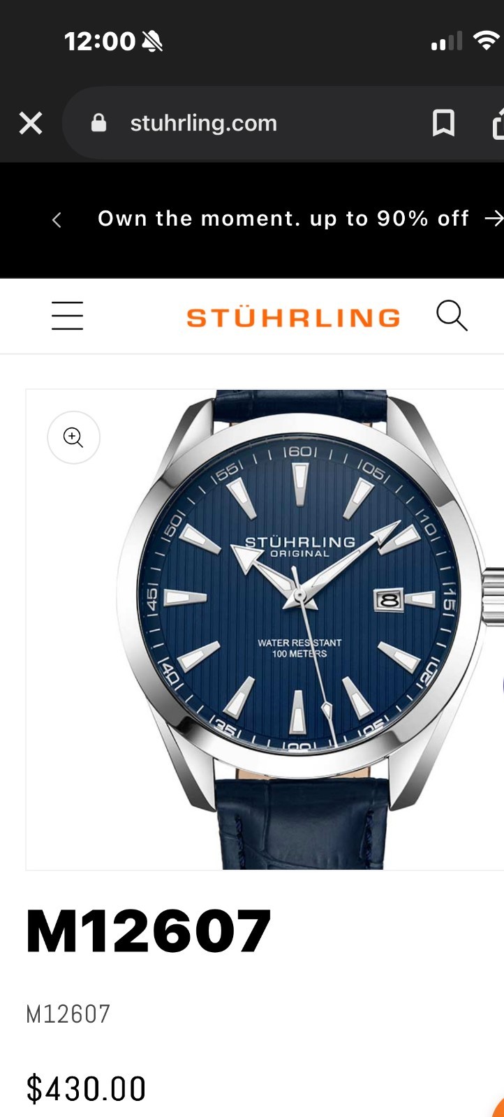 STUHRLING MENS WATCH QUARTZ LUMINOUS ARROW HANDS