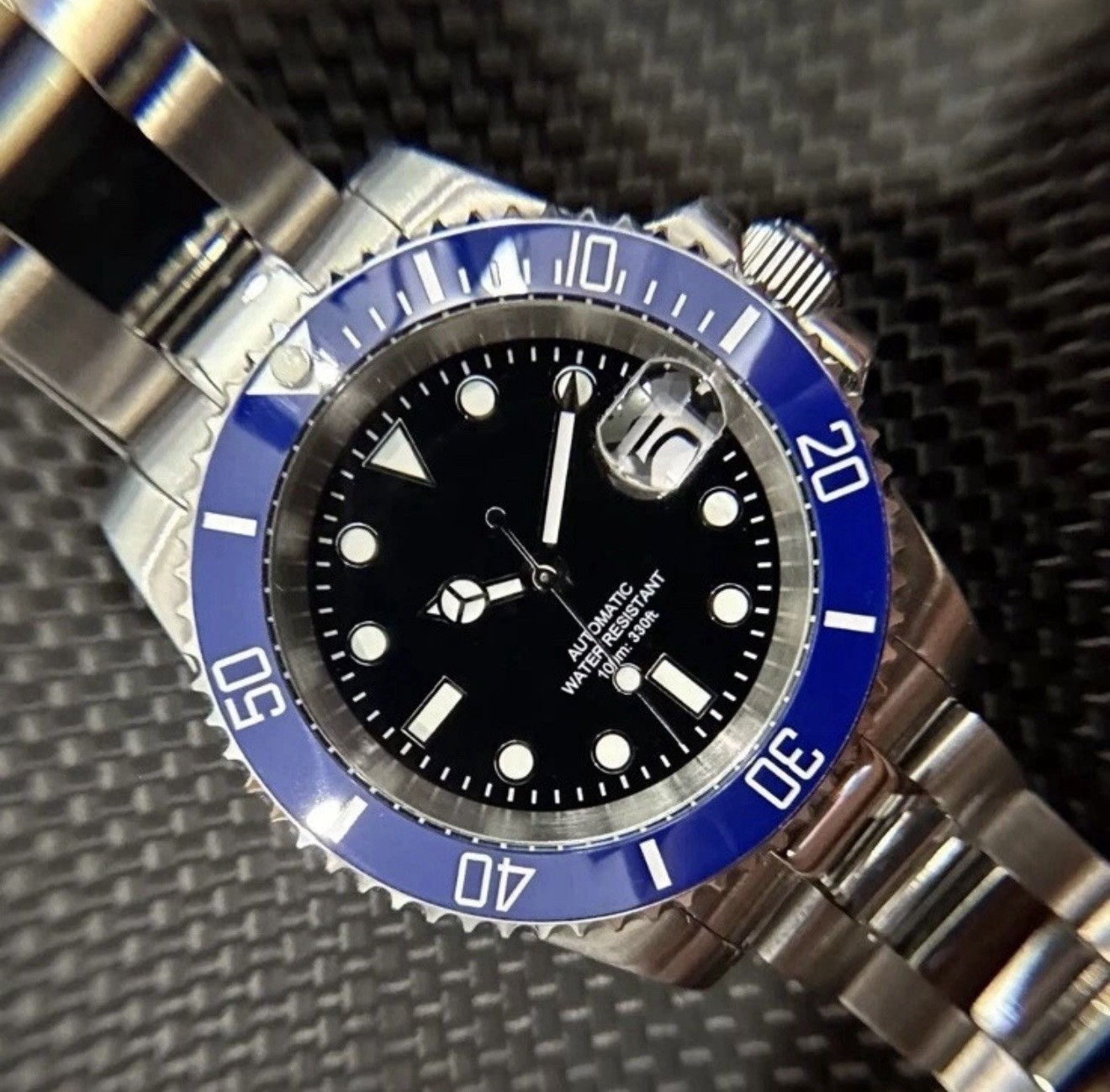 Custom 40mm “Cookie Monster” Sub Mod Watch Oyster Band w/ NH35 Automatic