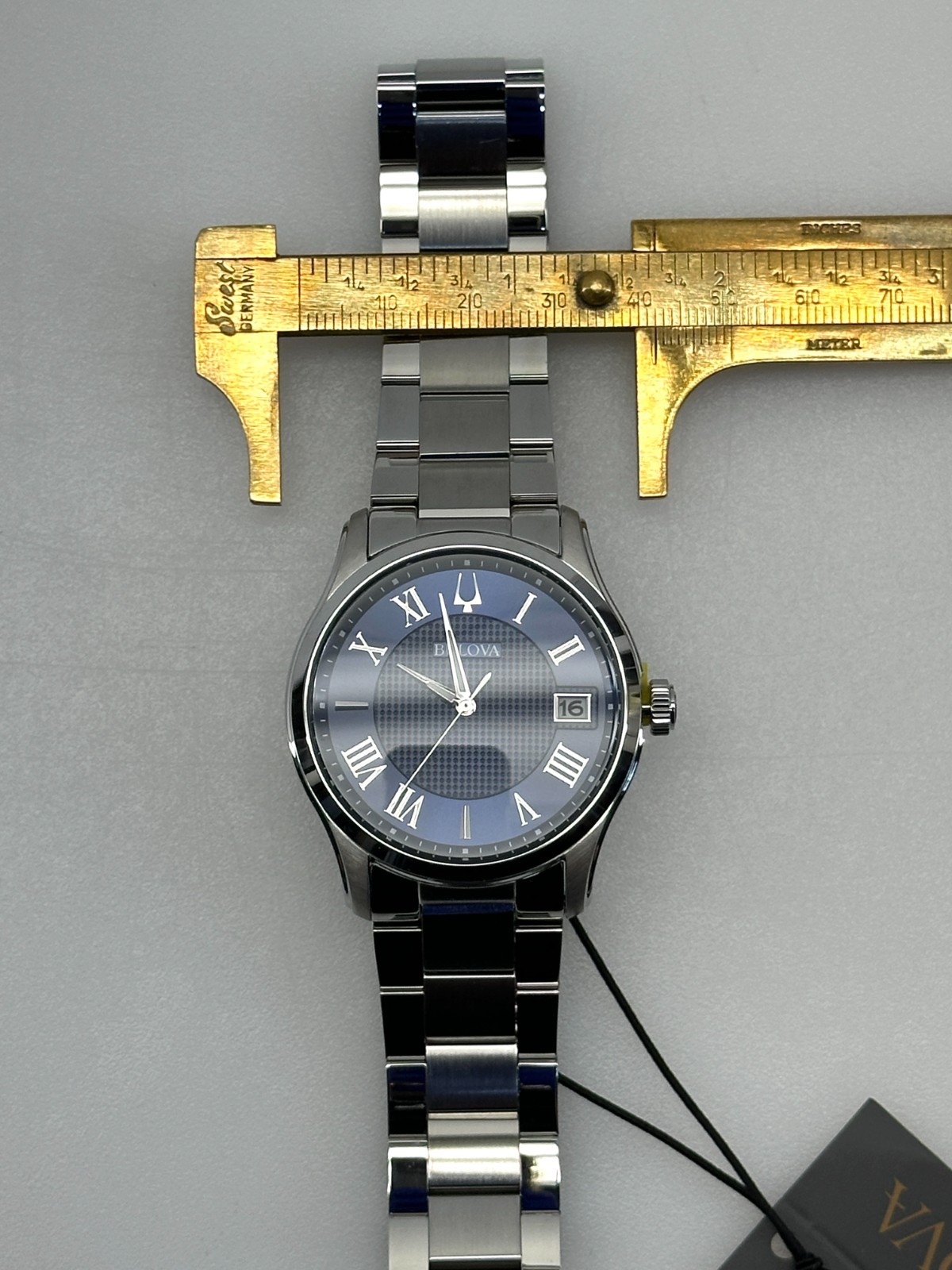 Bulova Wilton Men’s Quartz Silver-Tone Blue Dial Watch 41MM 96B386 #219