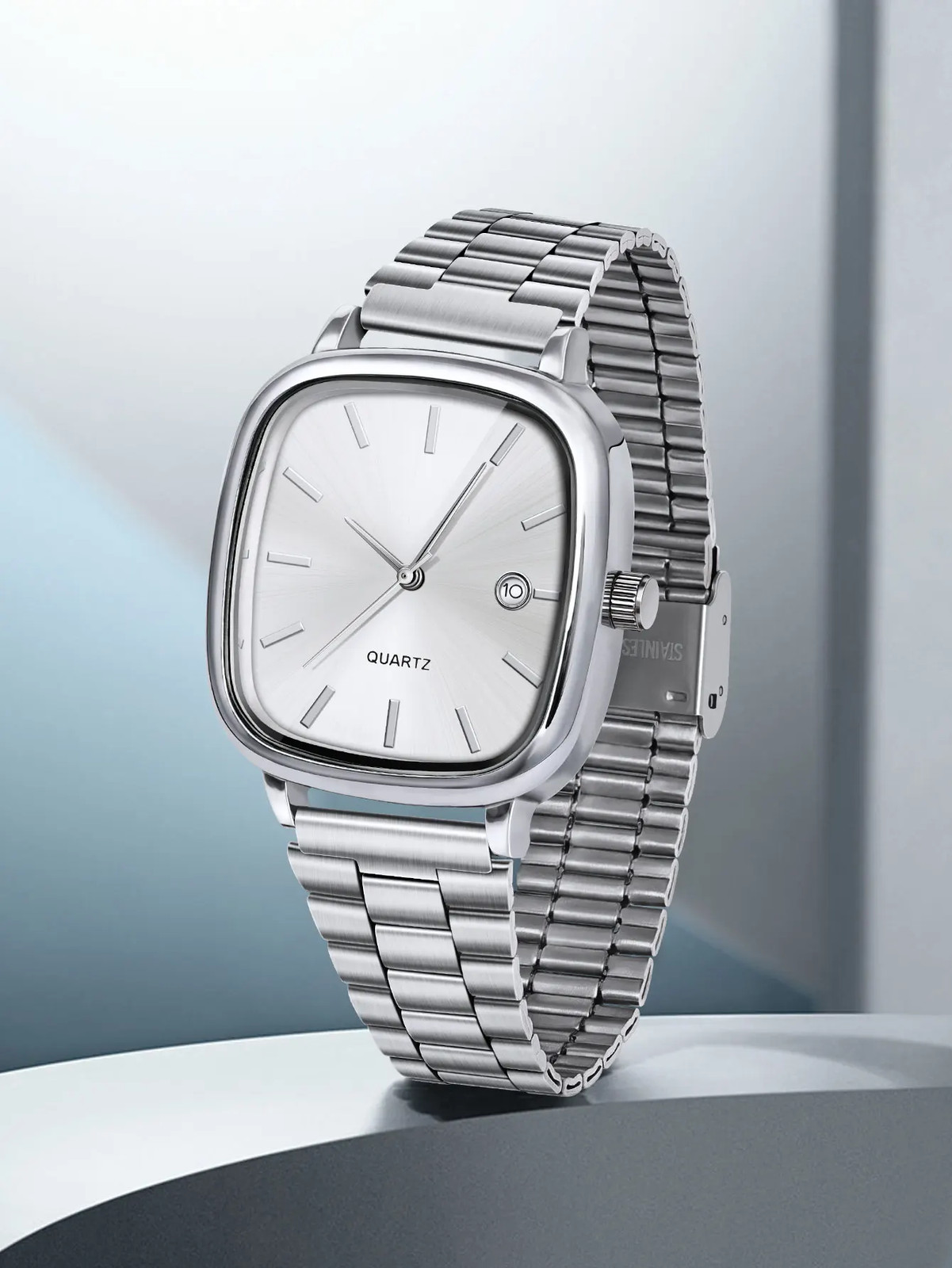 Modern minimalist square watch Business mens metal watch stainless