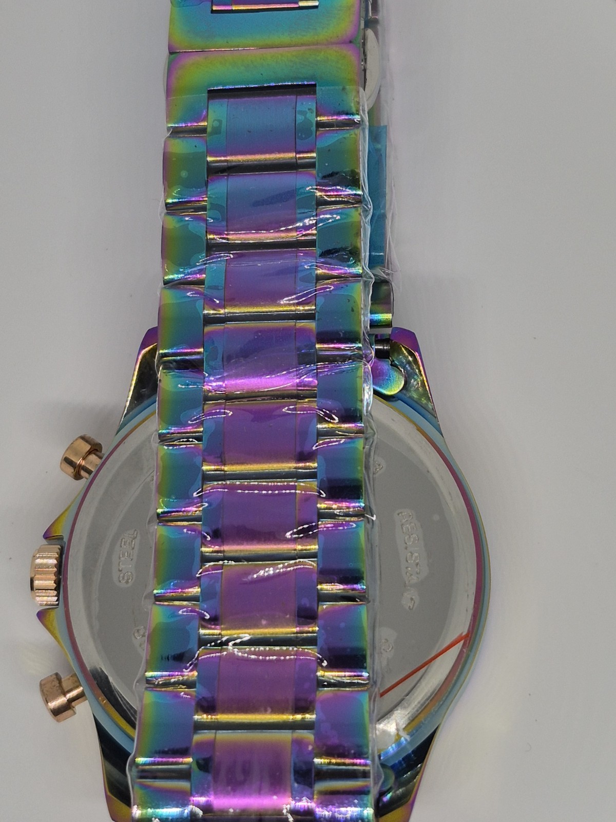 RUIGE Quartz Chronograph Tachymeter Watch Black Dial Multicolor Metal Box