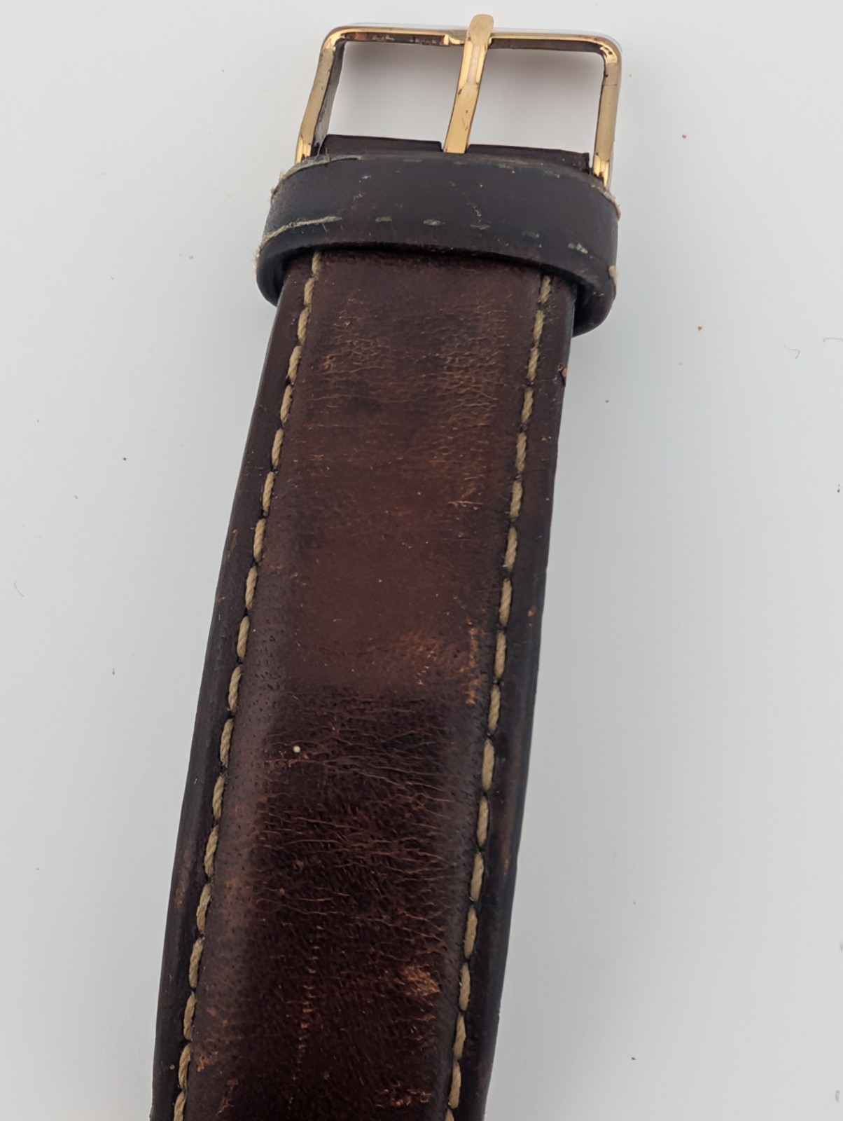 Lamex India 18k Gold Electroplated Watch Men 32mm Case Leather Band- New Battery
