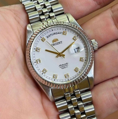 ORIENT President Day-Date Automatic White Dial Sapphire Watch Rare Japan