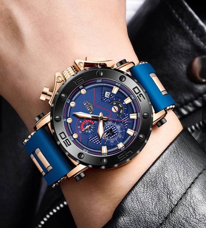 LIGE DREAM Men Big Dial Chronograph Waterproof Analogue Quartz Stainless Steel