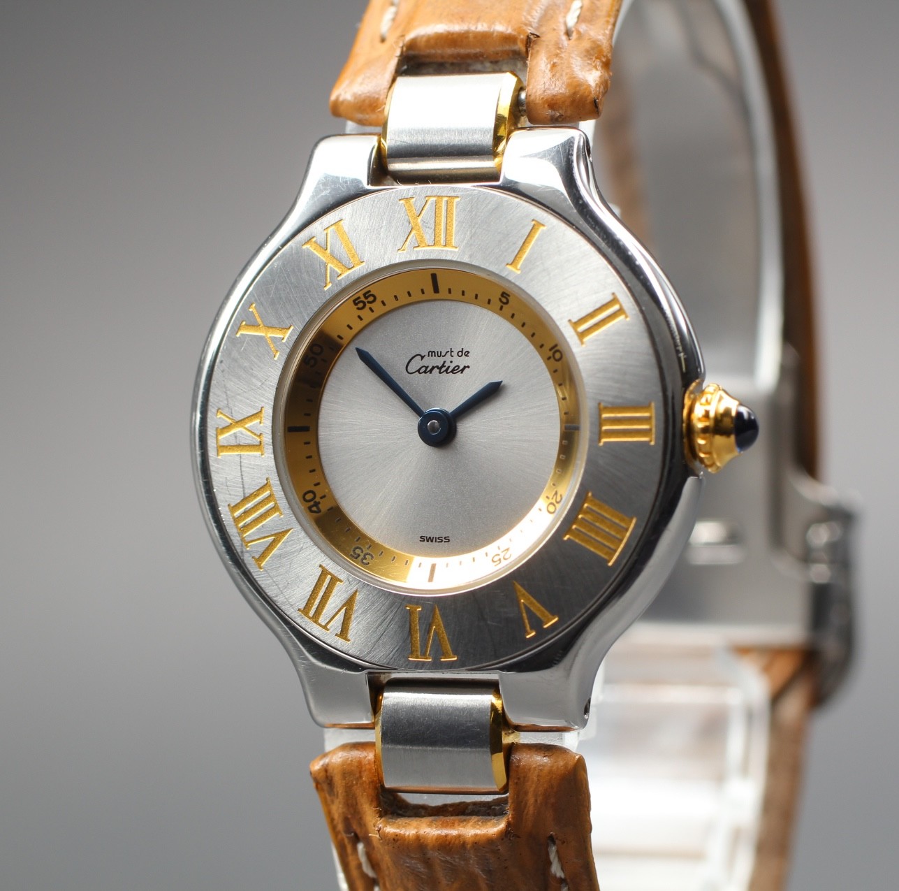 Cartier Must de Cartier 21 1340 28mm Silver Gold Quartz Vintage Women’s Watch