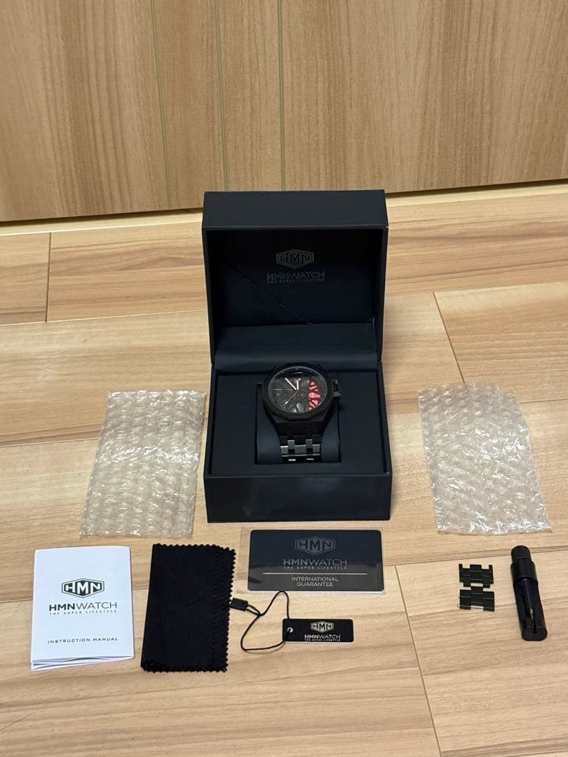 HMNWATCH Petronas G55 Quartz Brushed Steel Black Dial Mens Watch