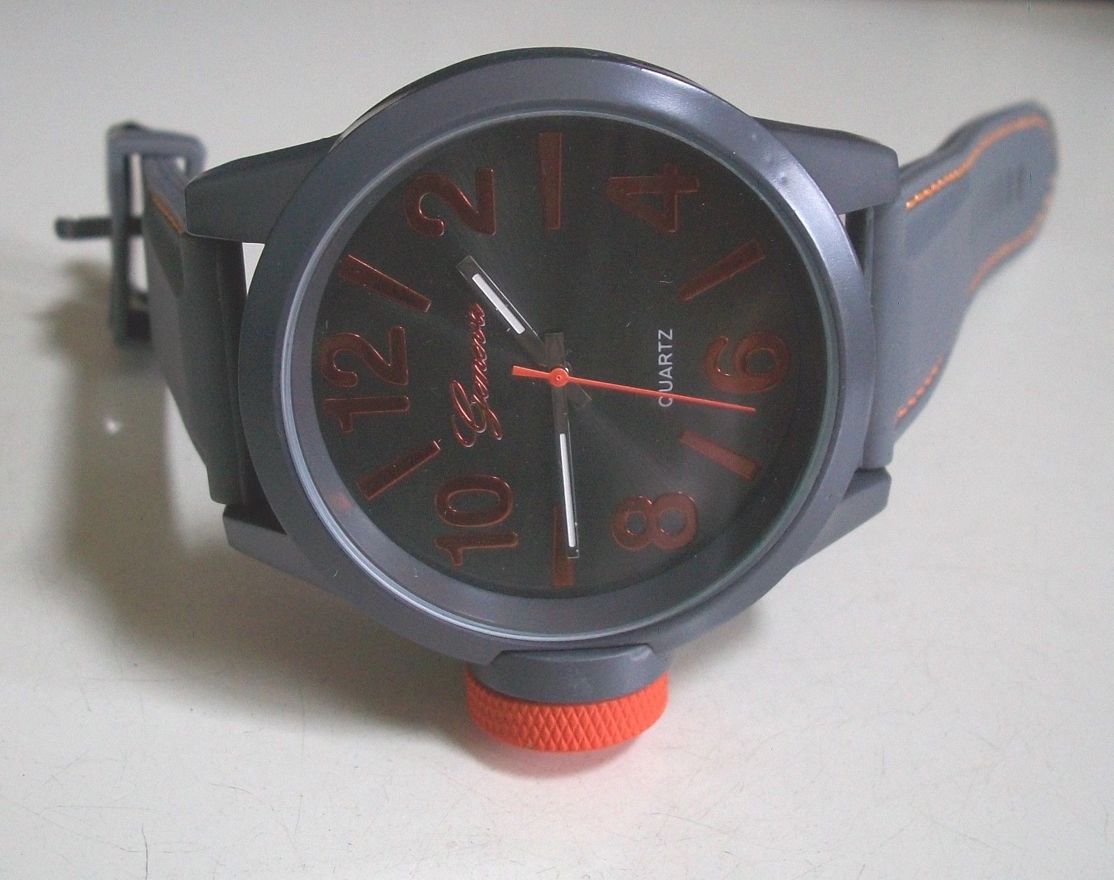 Men’s Geneva Orange & Gray Silicon Band Fashion Casual Hip Hop Watch
