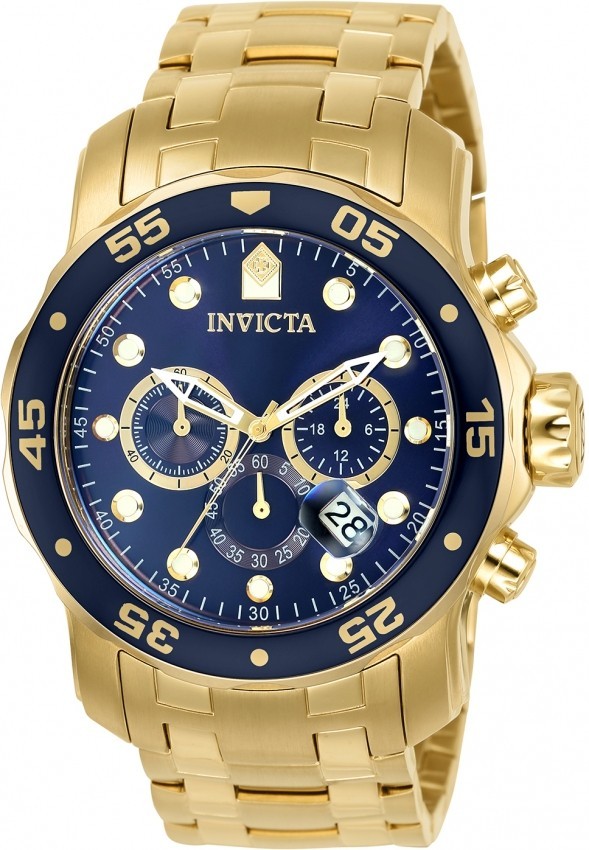 Invicta Pro Diver SCUBA Chronograph 18kt Gold Plated Men’s Watch, Gold 0073