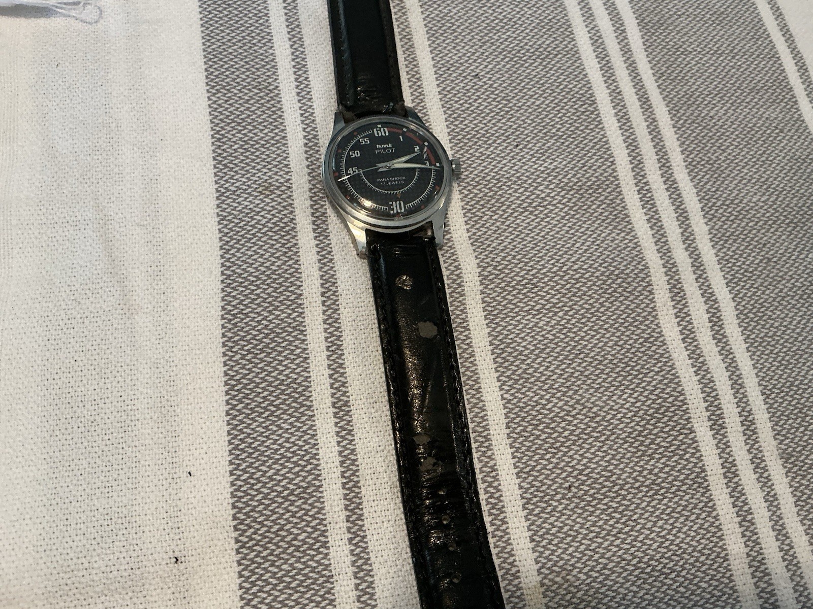 Rare HMT Pilot Men’s Watch Hand Winding Mechanical Para Shock Made in India