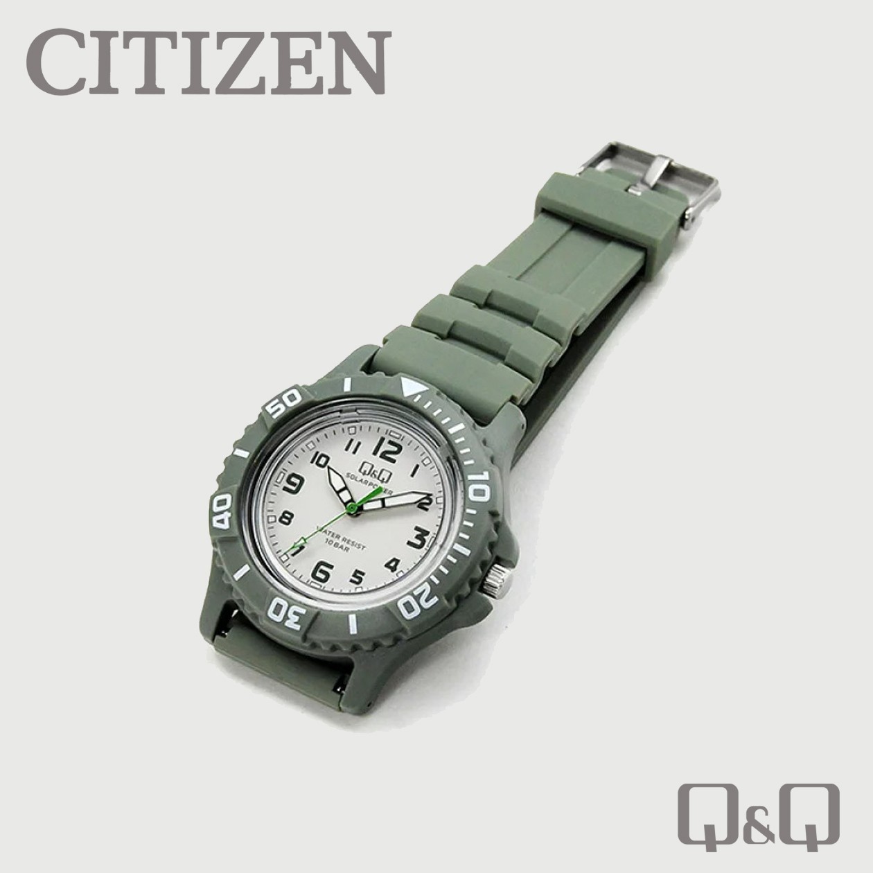 CITIZEN Q&Q Solar Divers Style Watch 100m (10ATM) Green E02A-005VK JDM Model