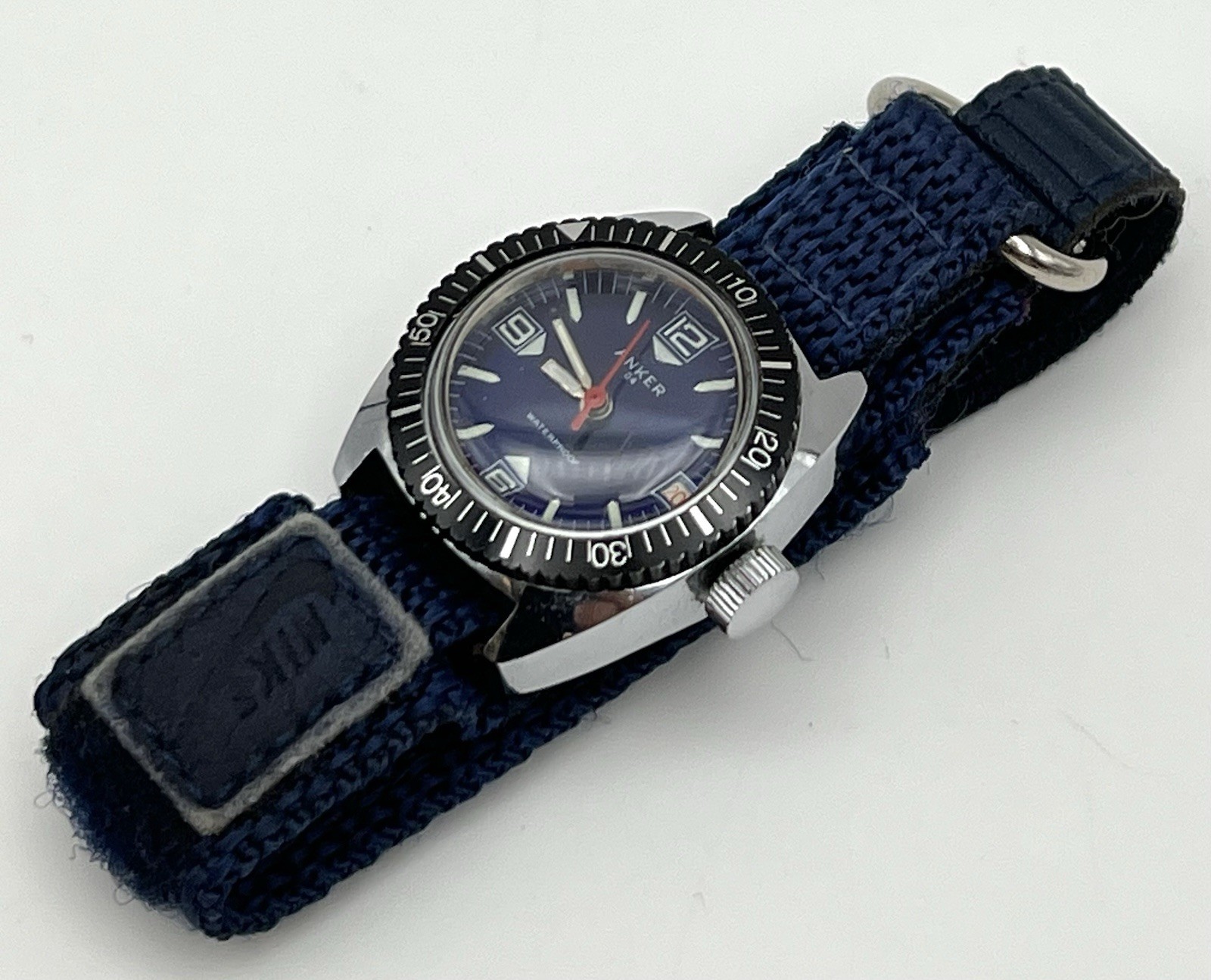Vintage 1960’s ANKER 04 Diver German Wind Up Wristwatch 28mm Blue Dial