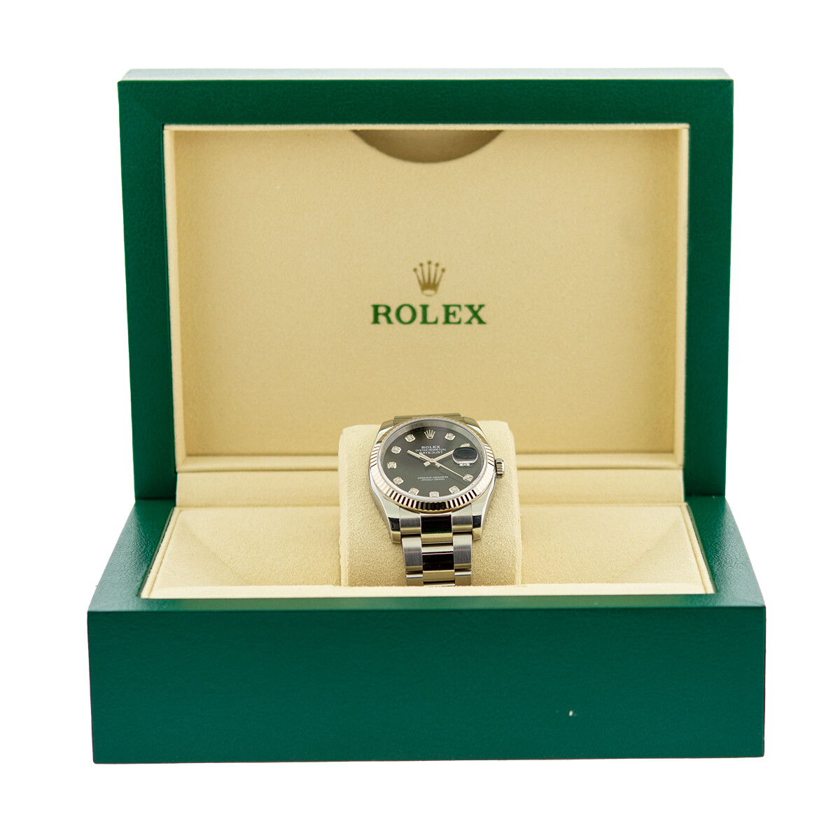 ROLEX Stainless Steel 36mm Datejust Factory Diamond 116234 Box Warranty MINTY