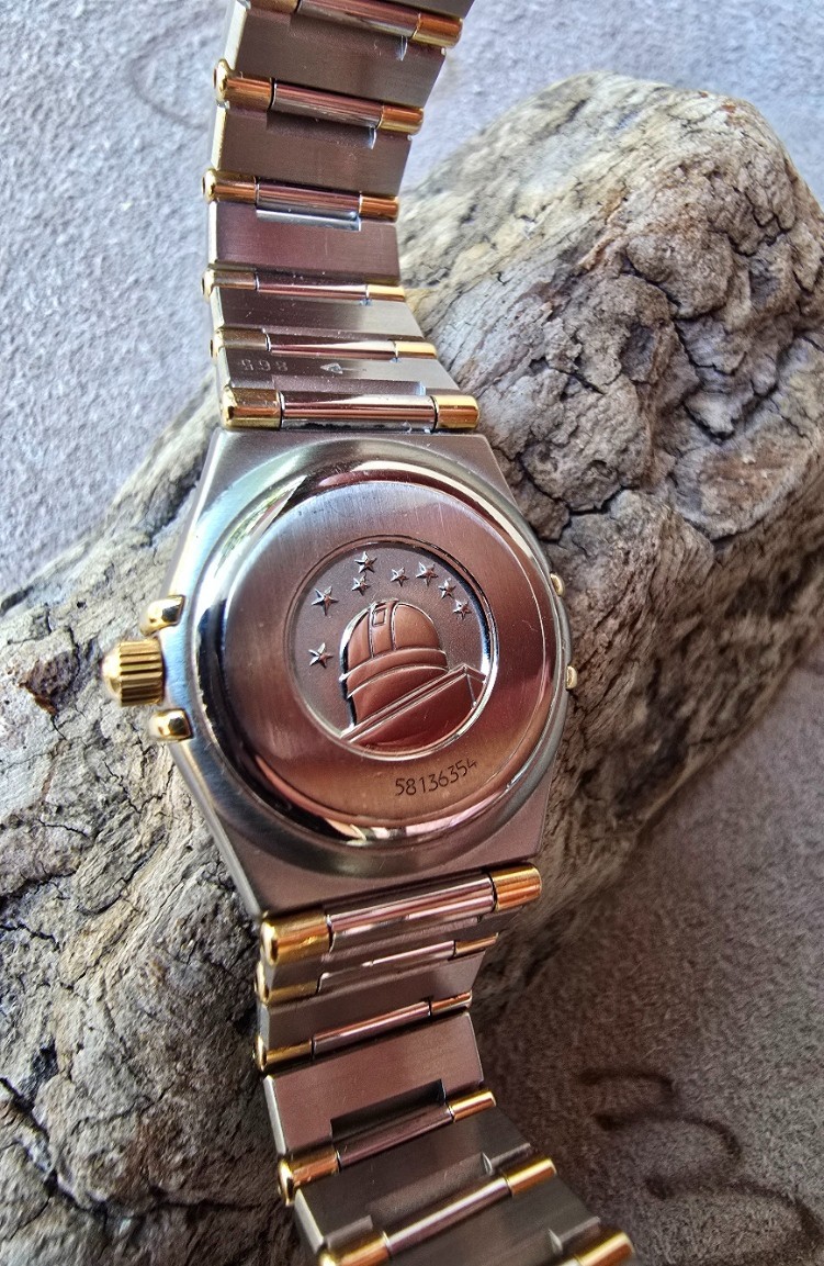 Authentic Ladies 18k Gold Stainless Omega Constellation Quartz Watch MOP Dial