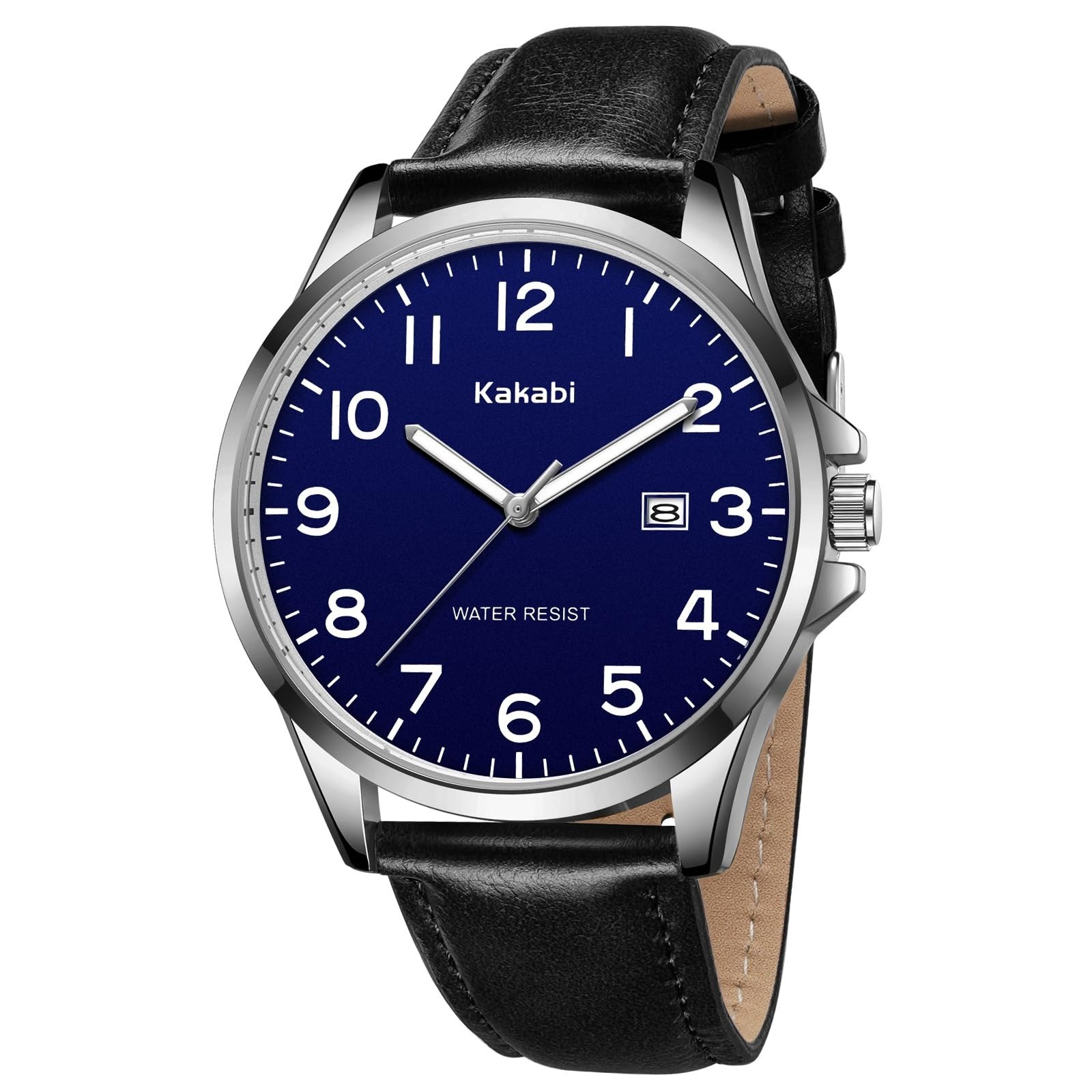 Kakabi Minimalist Men’s Waterproof Quartz Analog Watch with Leather Strap