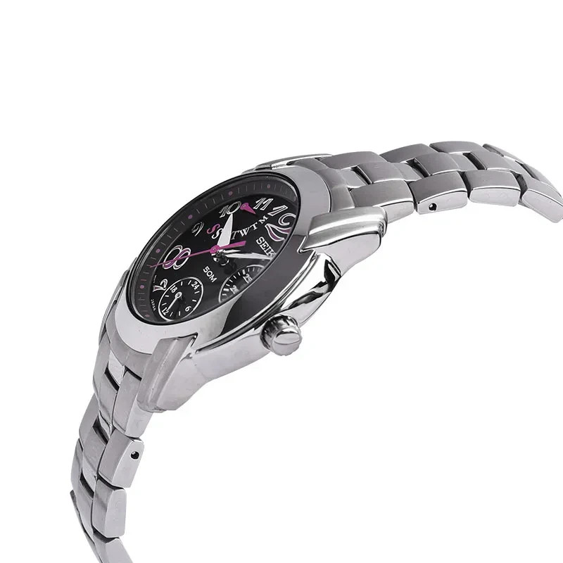 SEIKO Women Criteria Chronograph Quartz SPA879 Black Dial Stainless Steel Strap