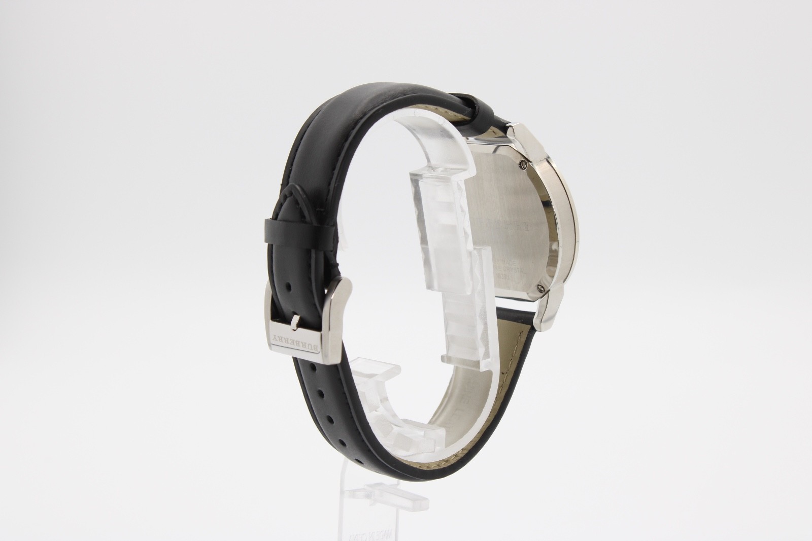 BURBERRY The City 38mmBU9008 Silver Dial Black Leather Strap