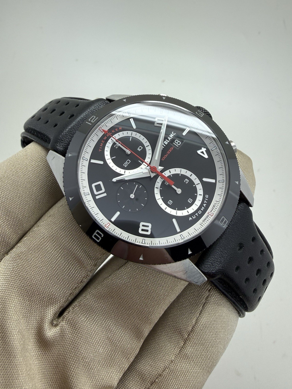 Montblanc Timewalker Chronograph Steel Black Dial Automatic Watch 116096 w/ Box