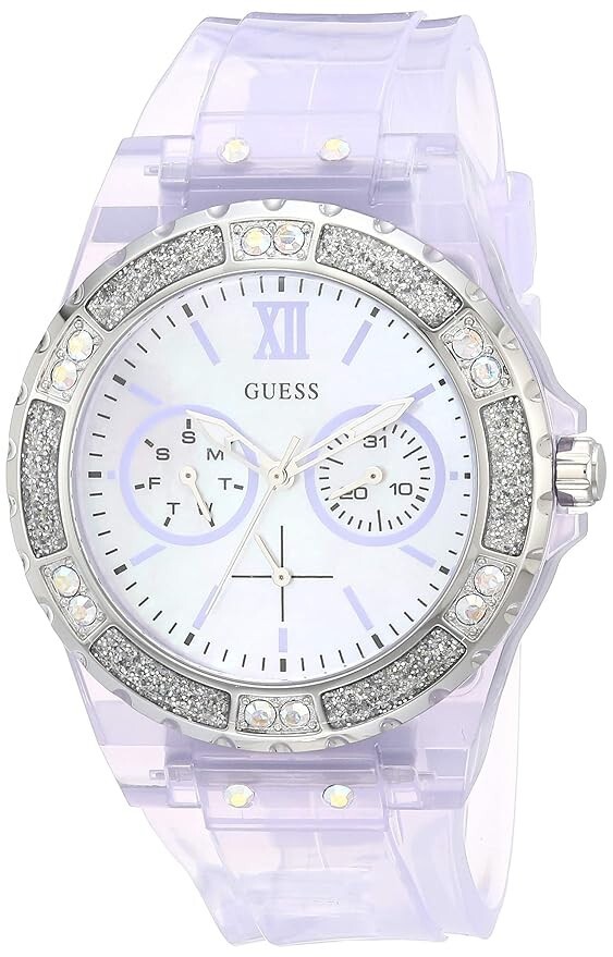 GUESS Women White Round Polycarbonate Dial Analog Watch-GW0041L4