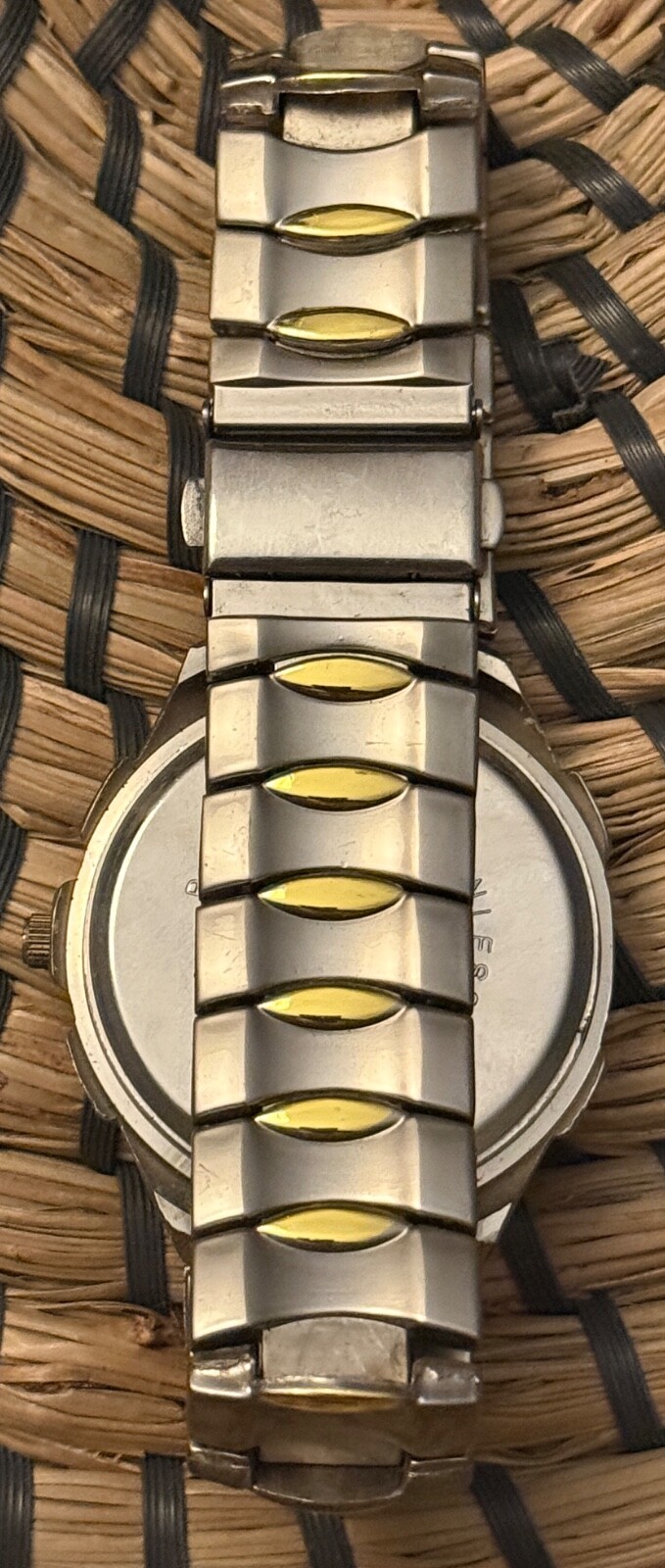Mens Silver Gold Tone Wristwatch Stainless Steel Case China READ UNTESTED Haband