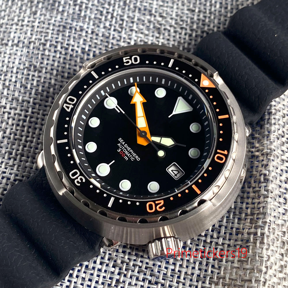 Tandorio NH35A 46.5mm Automatic Diving Men Watch Sapphire Glass Date Display