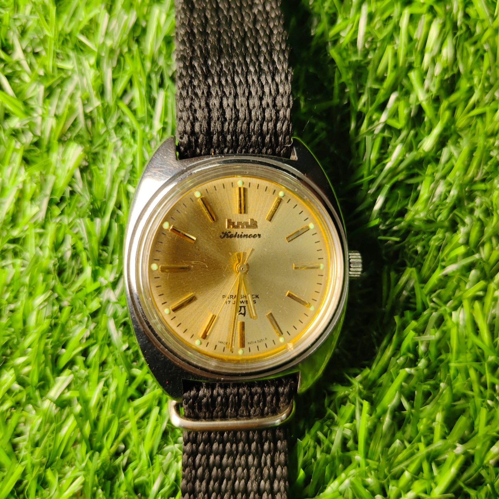 Vintage HMT Kohinoor 38mm Golden Dial Hand-Winding Mechanical Watch Refurbished