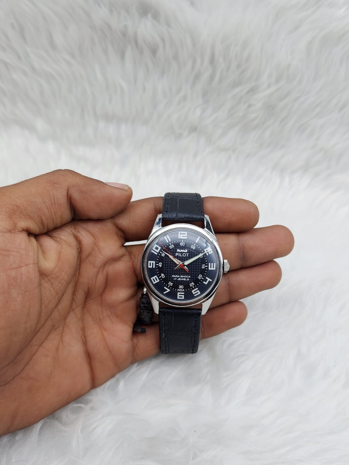 HMT Pilot Para Shock Black Dial 17 Jewels Mechanical Hand-Winding Watch