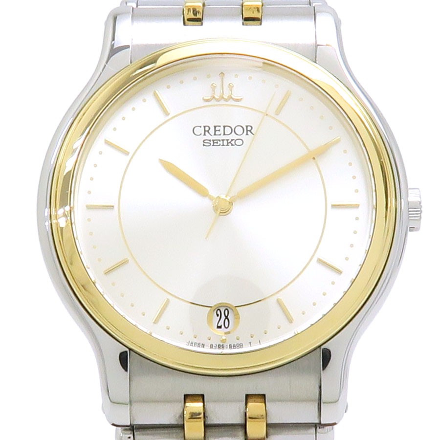 Seiko Credor GCAZ004 Quartz Men’s Watch 33mm Silver Dial SS 18K YG Bezel