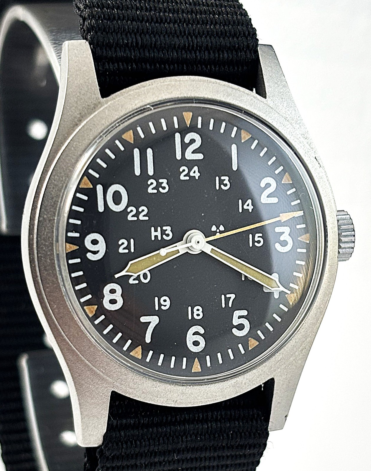 Vintage Hamilton Stainless Steel Mil-W-46374B US Military Mens Watch Dec 1982