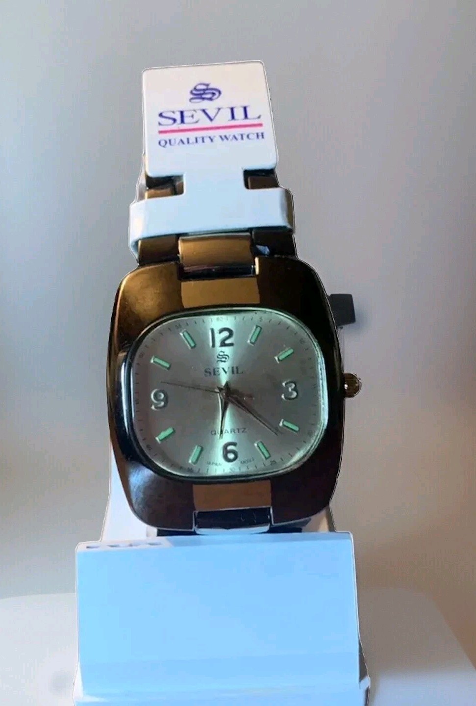 Seville Men’s Wristwatch Numeric Two Toned Vintage Stainless Band Quartz