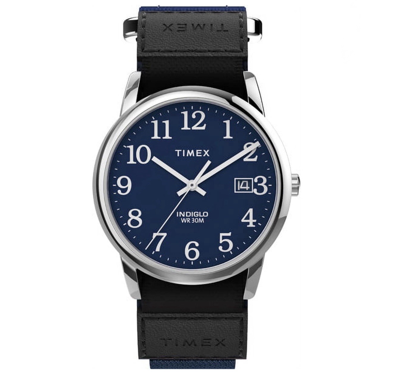 Timex Men’s Watch Easy Reader Silver Quartz Case Black Strap – TW2U85000 (New)