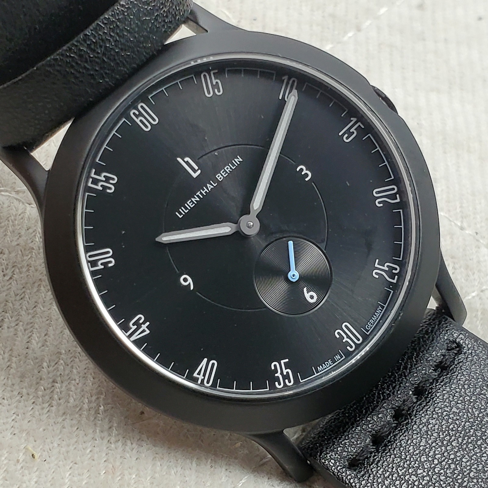 LILIENTHAL BERLIN L1 ALL BLACK MADE IN GERMANY CLASSIC 38MM MEN’S WATCH