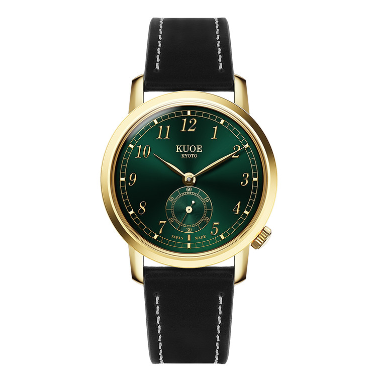 KUOE KYOTO OLD SMITH 90-007 Small Seconds Automatic Green Dial Black Strap GLD
