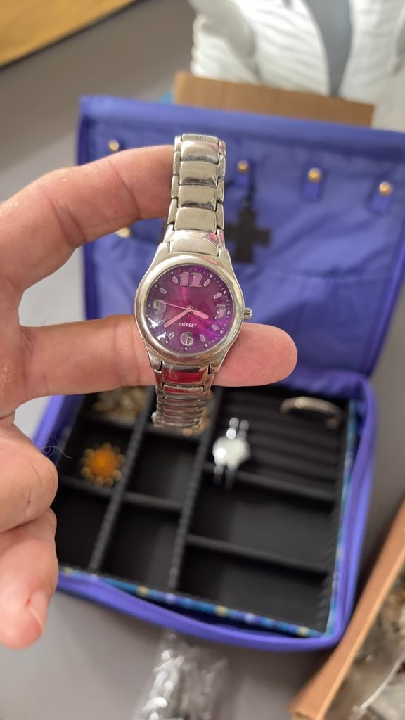 Pop Brand Stainless Steel Women’s Watch with Purple Dial