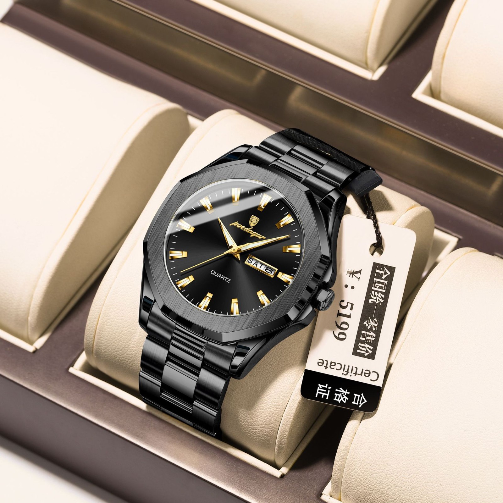 POEDAGAR Luxury Men’s Steel Strap Quartz Watch