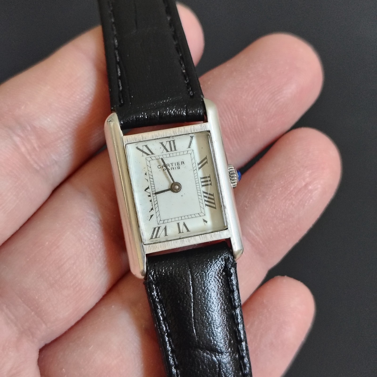 Vintage Rare Cartier Tank Louis Paris 1960s Solid Argent 925 20x28mm