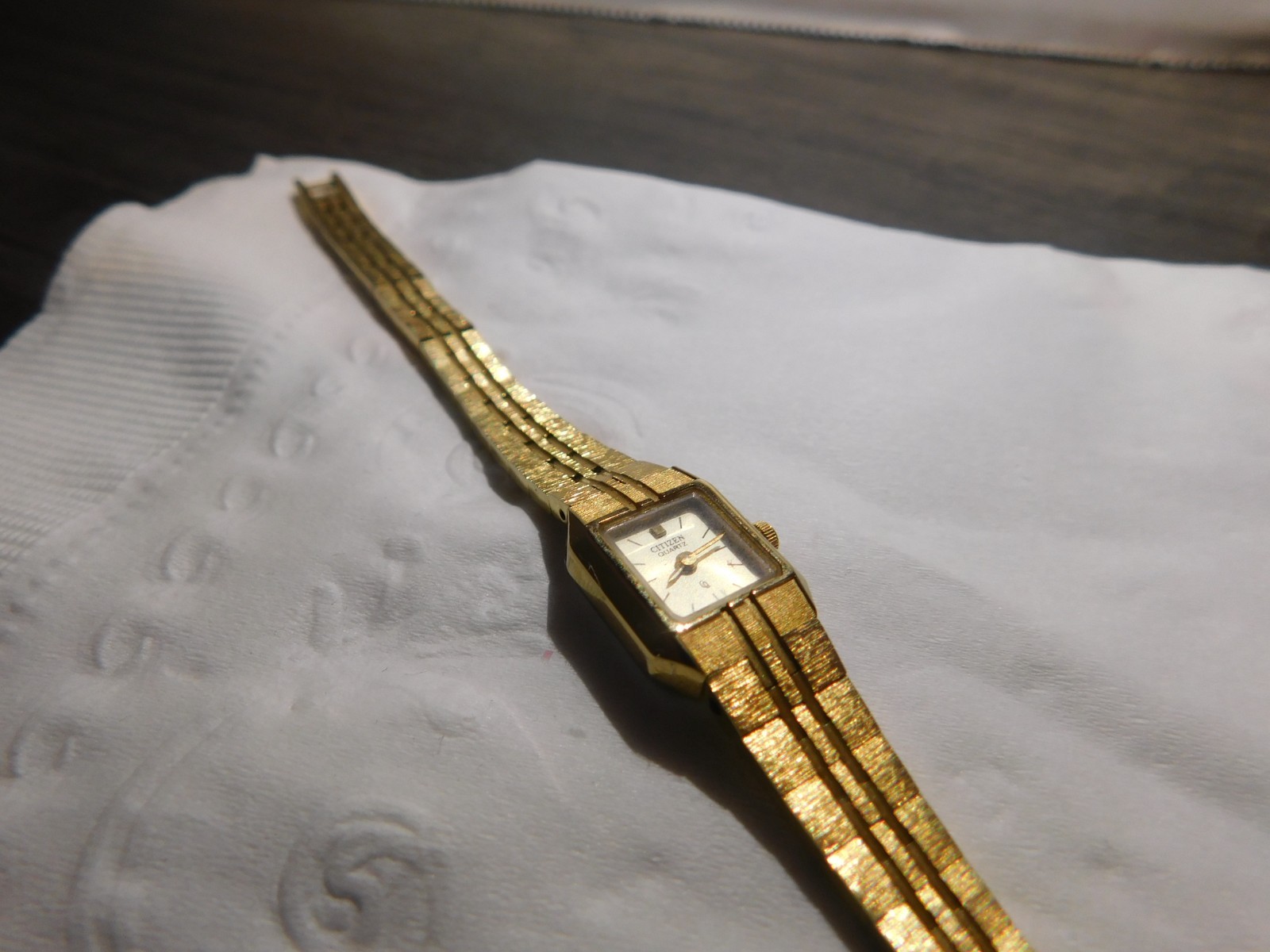 Citizen CQ Tank Watch Women 13mm Champagne Dial Gold Tone Octagon Needs Battery