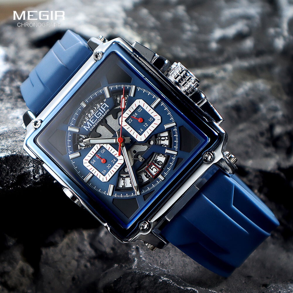 MEGIR Monaco Chronograph Calibre Homage Luminous Auto Date Square Men’s Watch