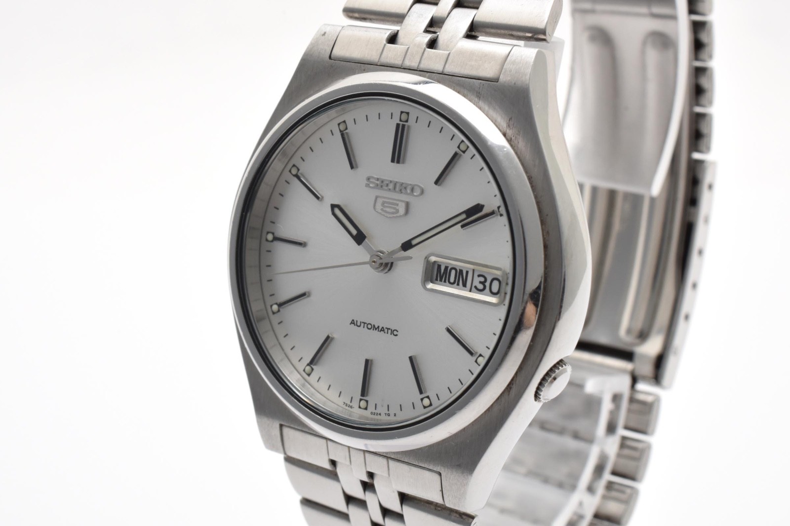 【Exc+5】SEIKO 5 7S26-3170 Automatic Vintage Mens Round Watch White Dial Japan