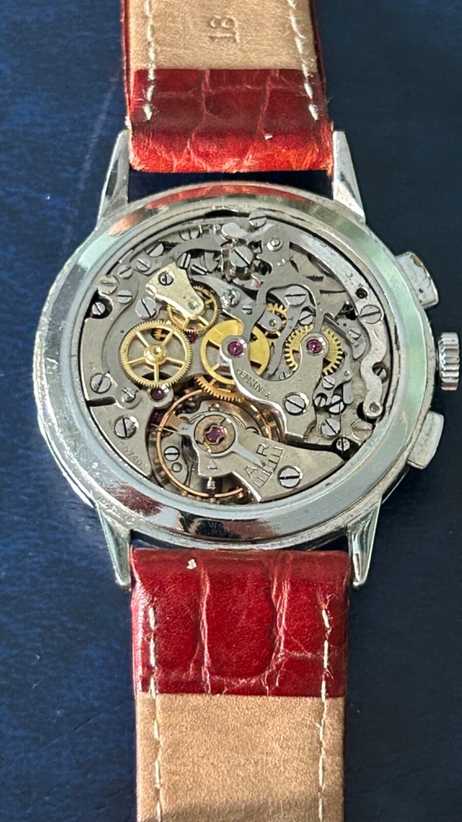 Lemania Chronograph Vintage Original Tropical Dial Cal. 27CH Extremely Rare