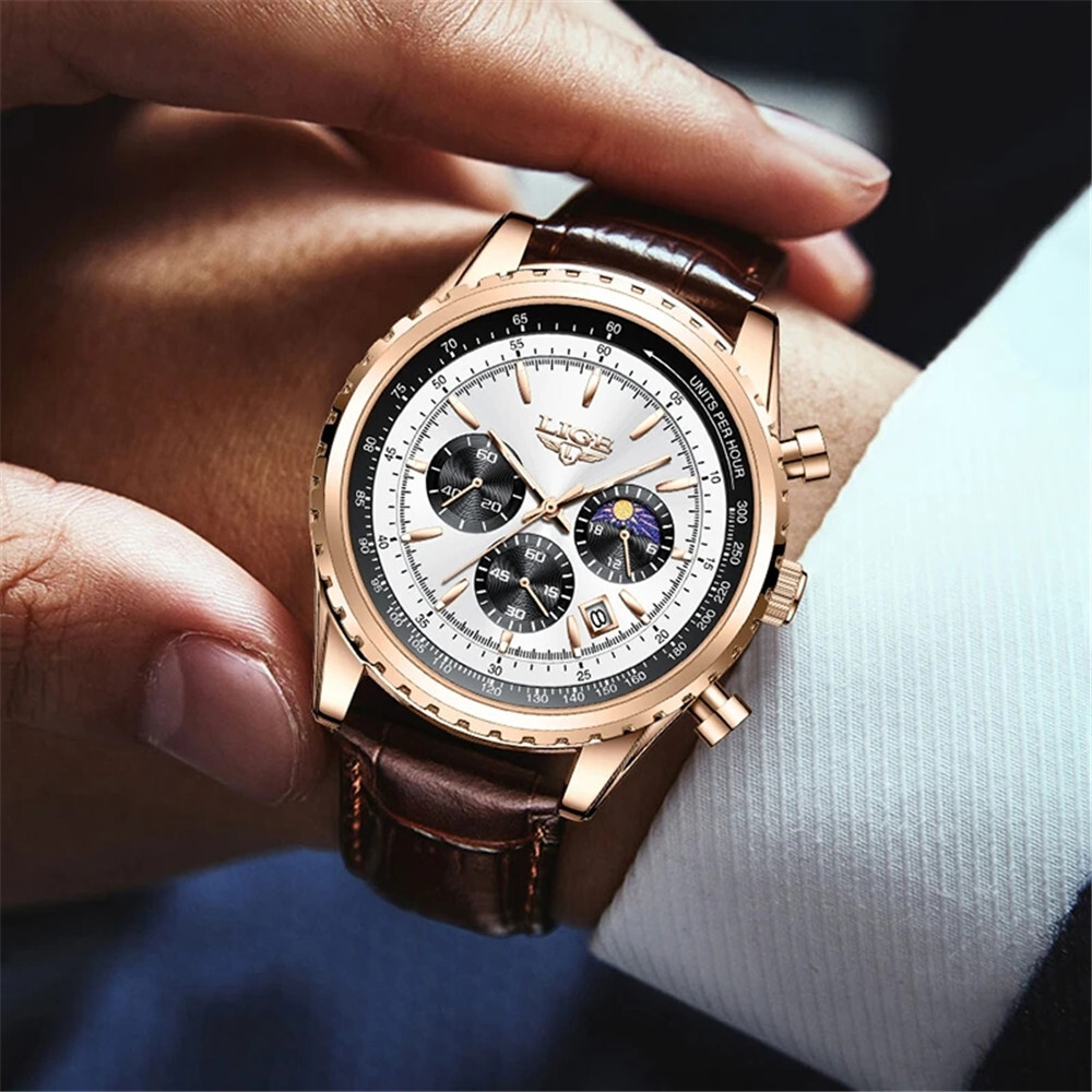LIGE Men Business Watch Top Brand Luxury Men Wrist Watch Casual Leather Watches
